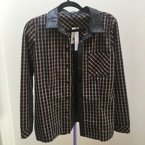 Sanctuary Plaid and Faux Leather Shirt